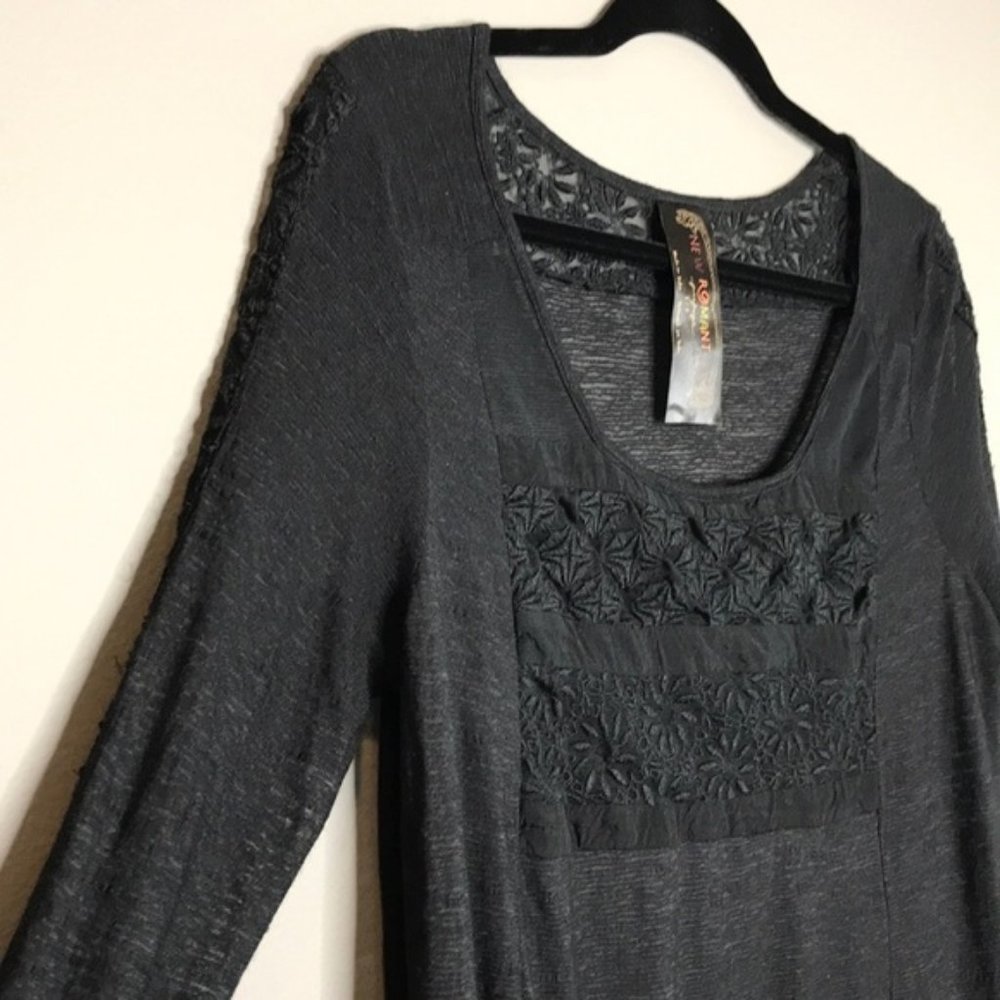 FREE PEOPLE NEW ROMANTICS lace semi sheer babydoll black top size Small - Picture 7 of 8